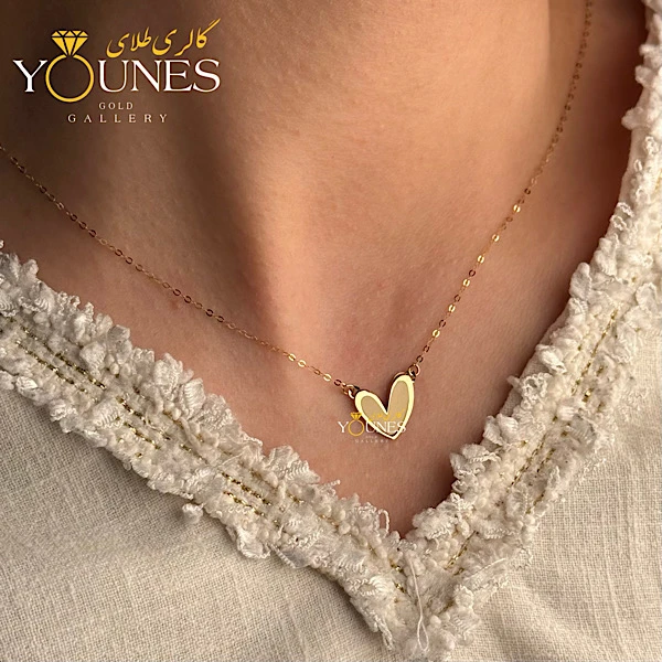 گردنبند میناکاری قلب کرمی مینیمال طلا